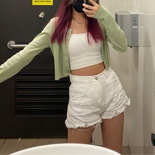 green ribbed cardigan