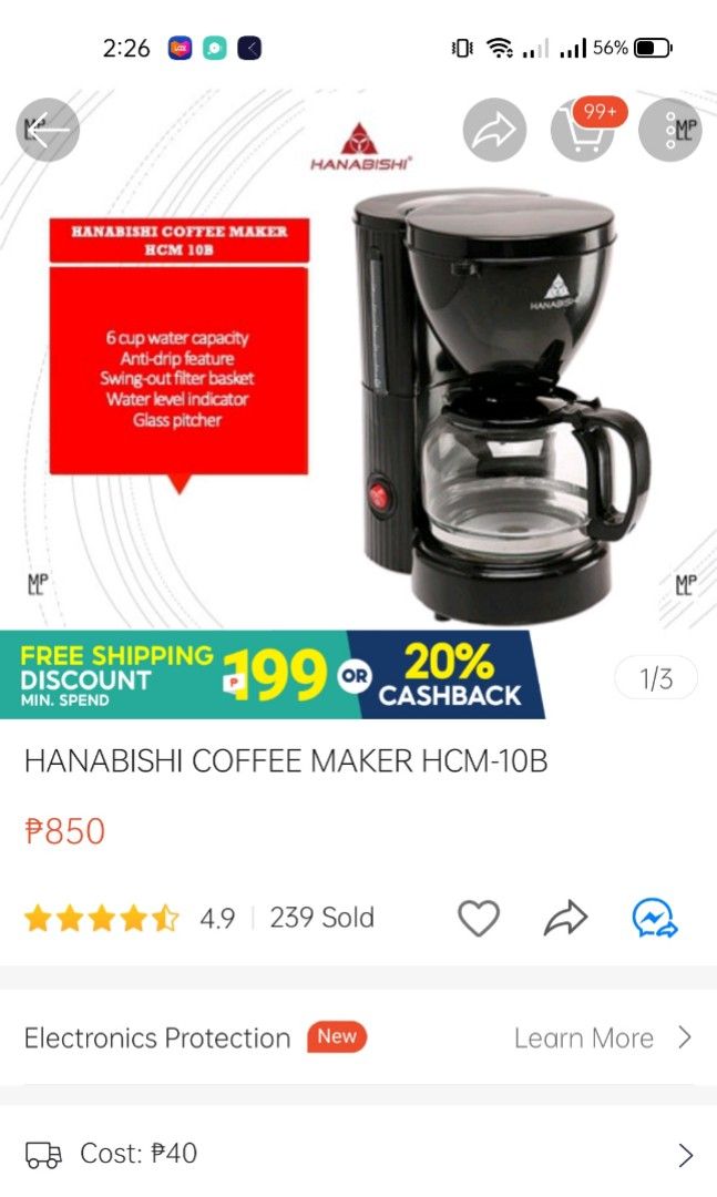 HANABISHI COFFEE MAKER, TV & Home Appliances, Kitchen Appliances