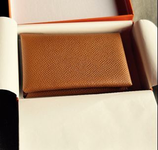 Hermes Gold Epsom Calvi Card Holder Wallet  Brand New with Hermes Receipt (2023) Unisex