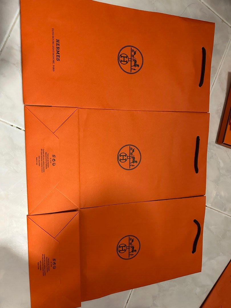 Hermes paper bags x 3, Luxury, Accessories on Carousell