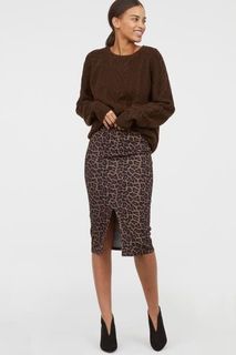 H&M Cheetah Two Ways Pencil Bodycon Skirt