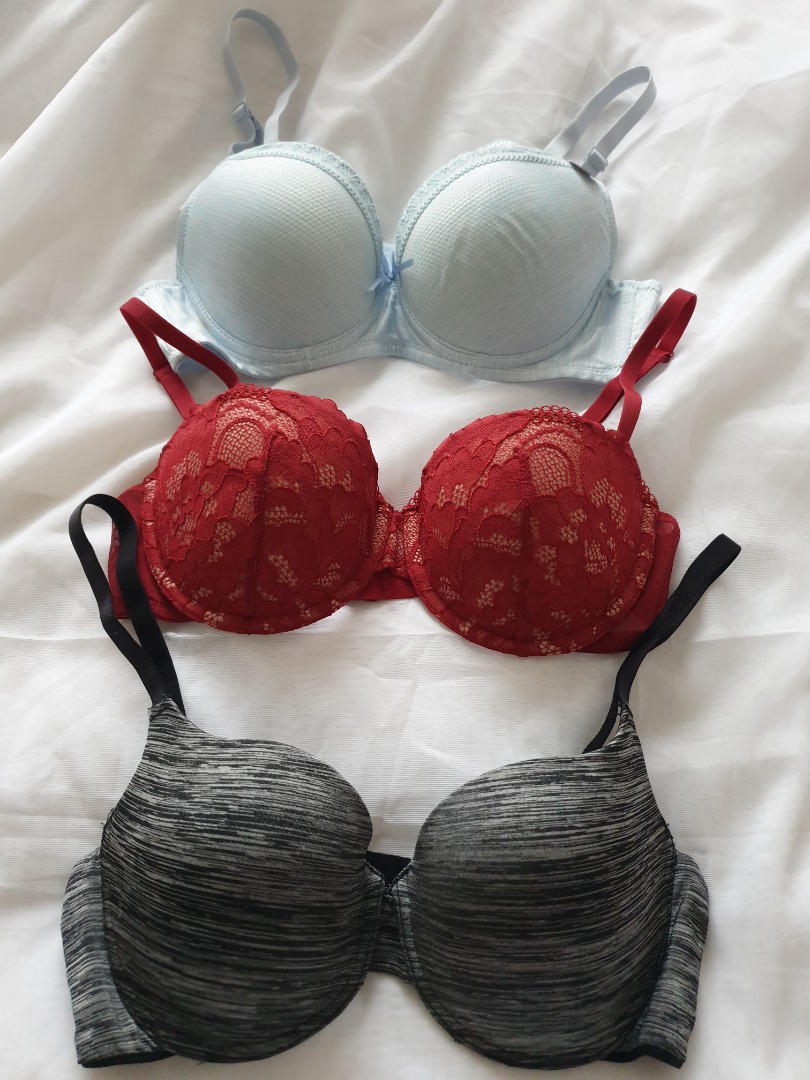 Lovely Lace Front-Tie Push Up Bra Set (Red Melon) 17182, Women's Fashion,  New Undergarments & Loungewear on Carousell