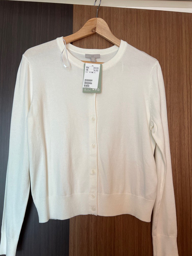 h&m white cropped cardigan