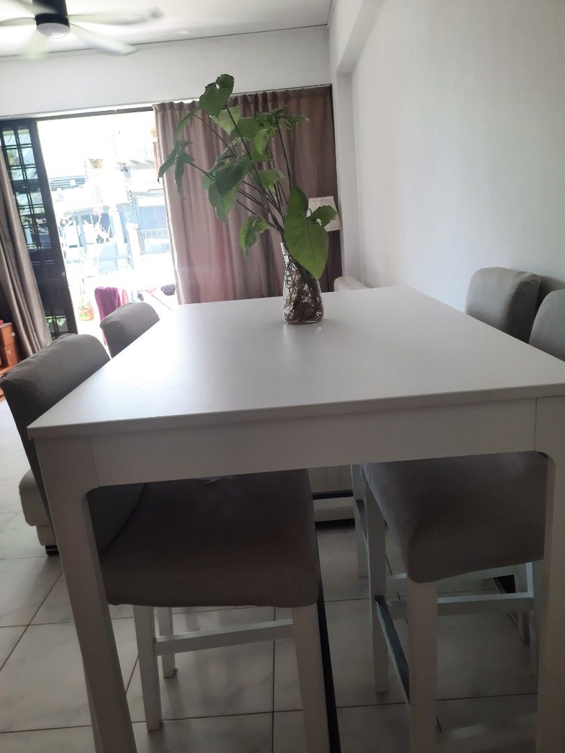 Ikea High dining table set (4 seater), Furniture & Home Living
