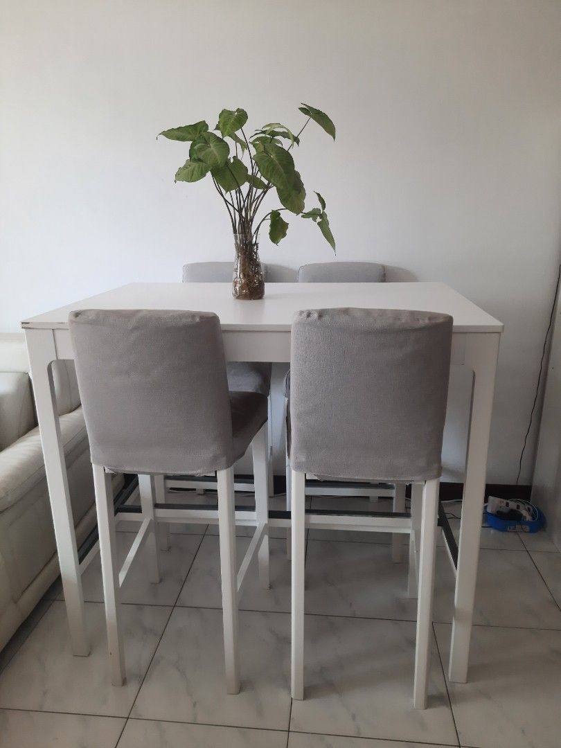 Ikea High dining table set (4 seater), Furniture & Home Living