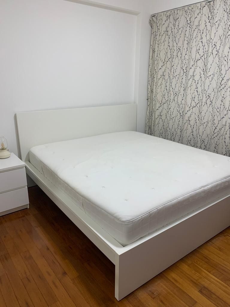 IKEA bed king size frame Malm and mattress Hyllestad, Furniture & Home Living, Furniture, Bed