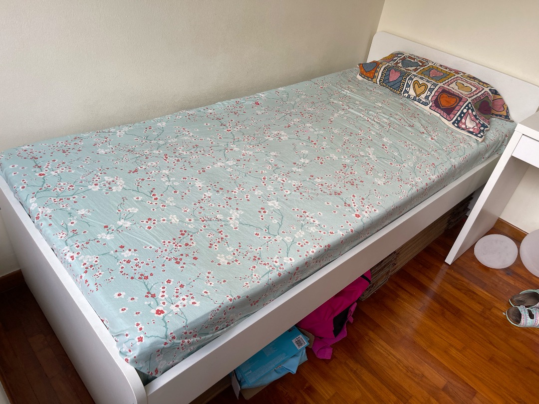 Ikea single bed frame and mattress., Furniture & Home Living, Furniture
