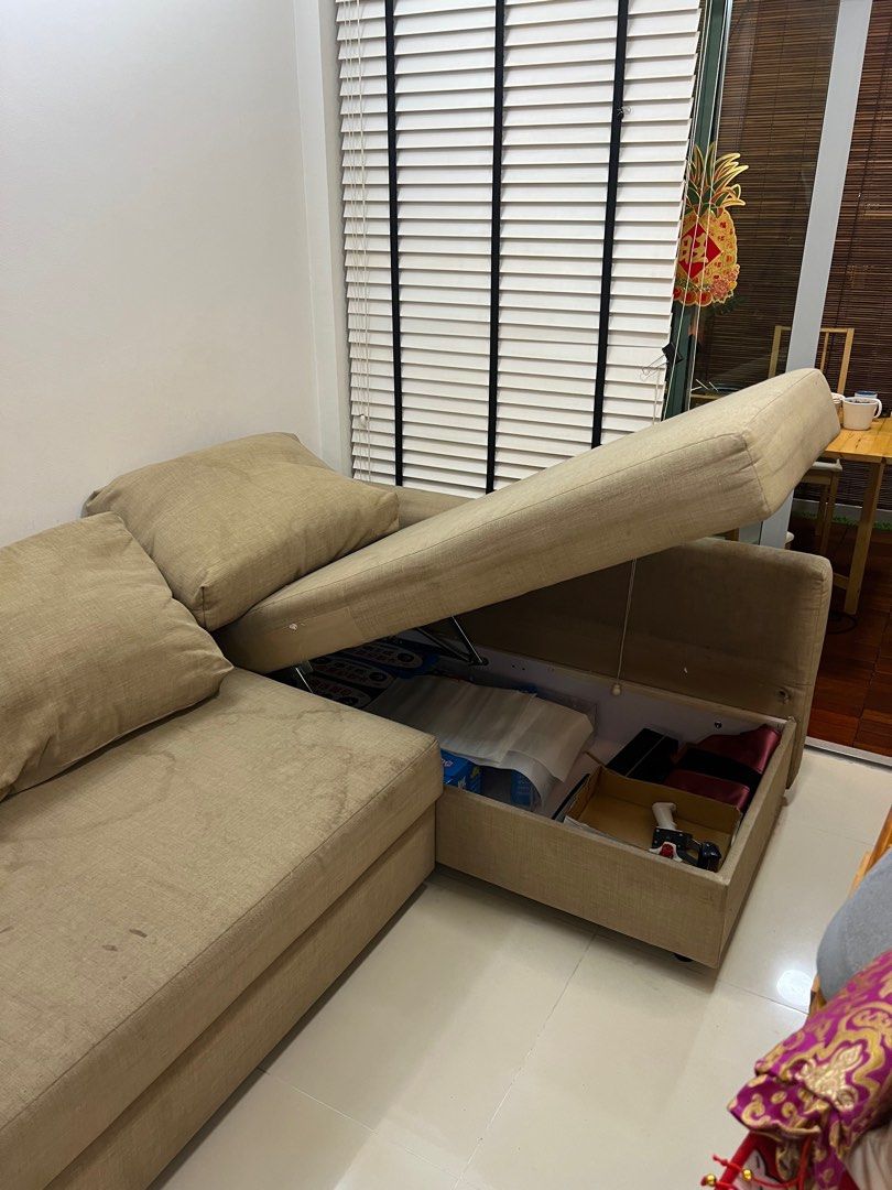 IKEA sofa bed with storage compartment, Furniture & Home Living
