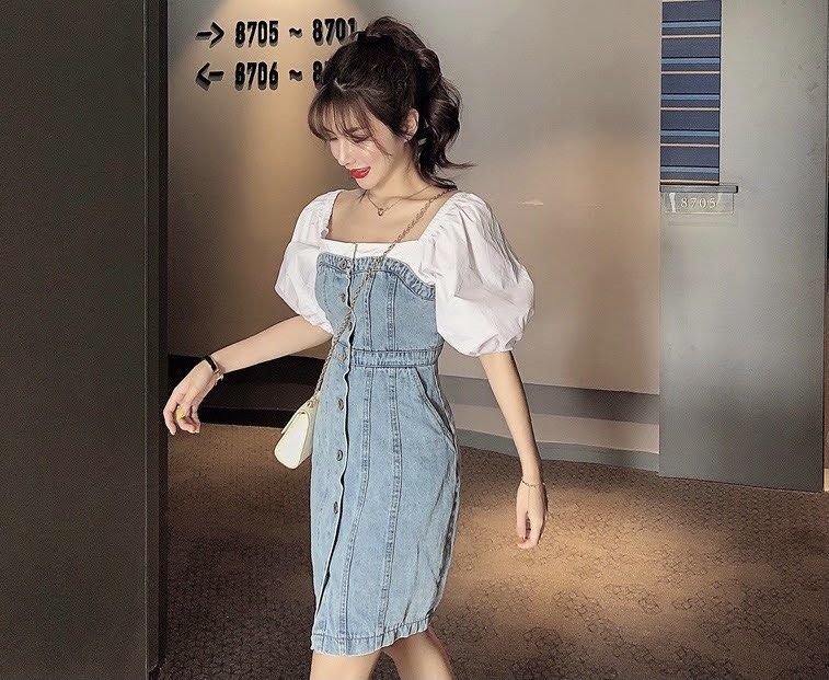 white christmas dresses Maeve Denim Midi Dress Black / Xs