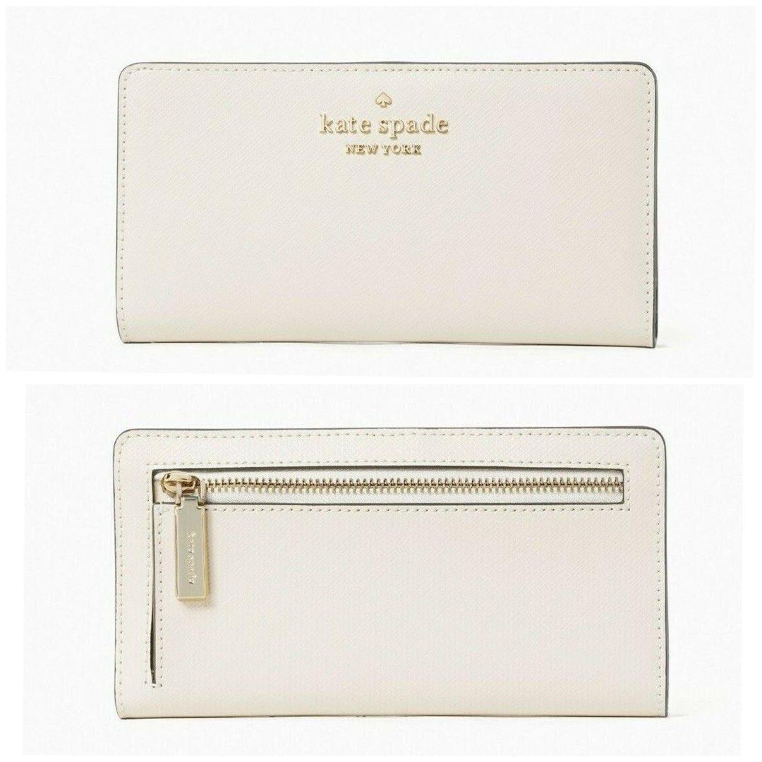 INSTOCK Kate Spade Staci Large Slim Bifold Wallet Parchment White
