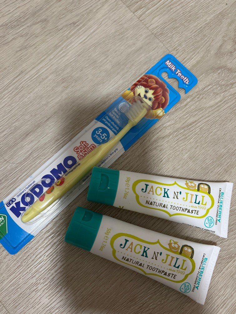 Jack and Jill Toothpaste and Kodomo Toothbrush, Babies & Kids, Bathing