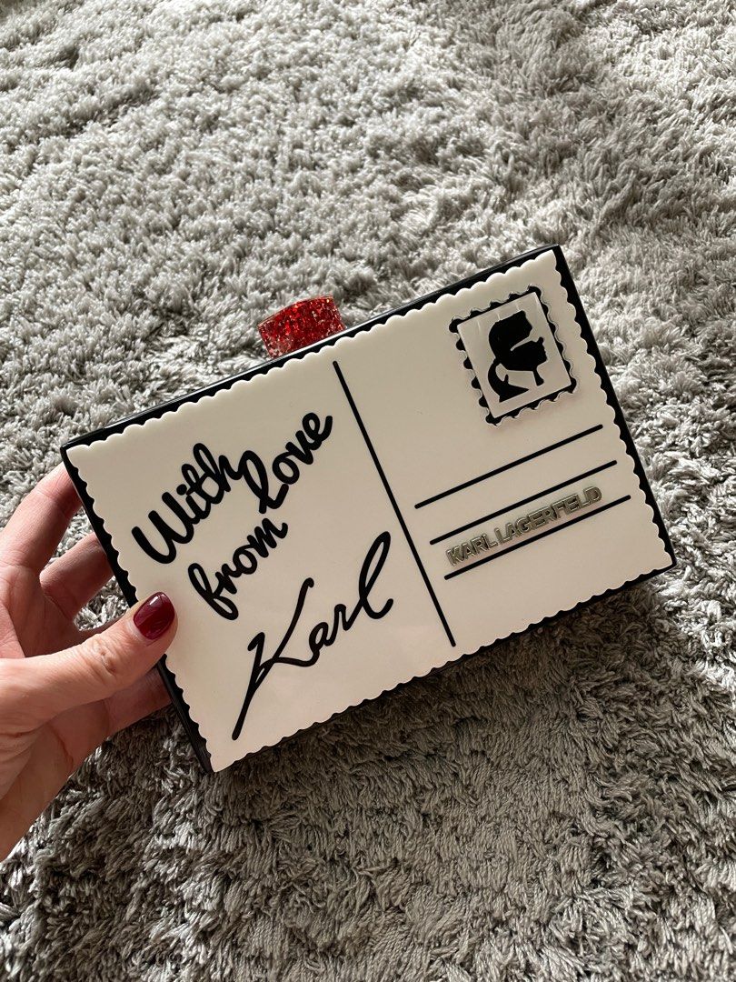 Karl Lagerfeld Women's Karl Postcard Minaudiere Bag - White