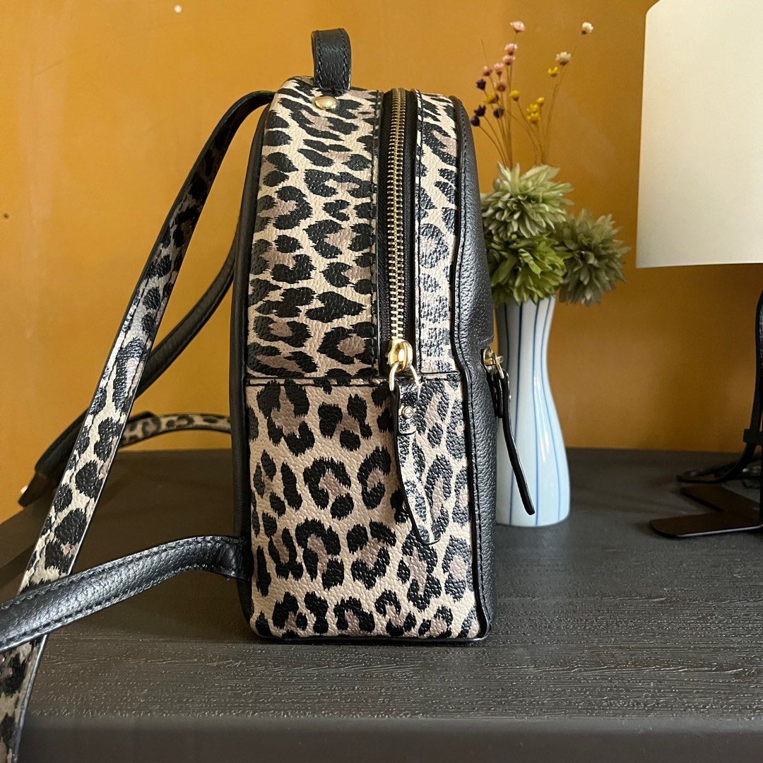 Kate Spade Black Grove Street Leopard Sammi Small Leather Backpack