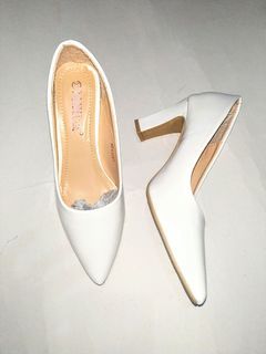 Korean White heel shoes for women