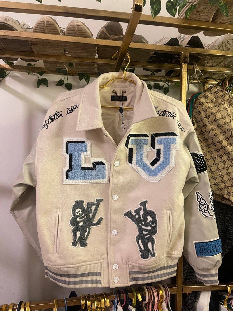 Louis Vuitton Mixed Gradient Leather Bomber Varsity Jacket  Grailed