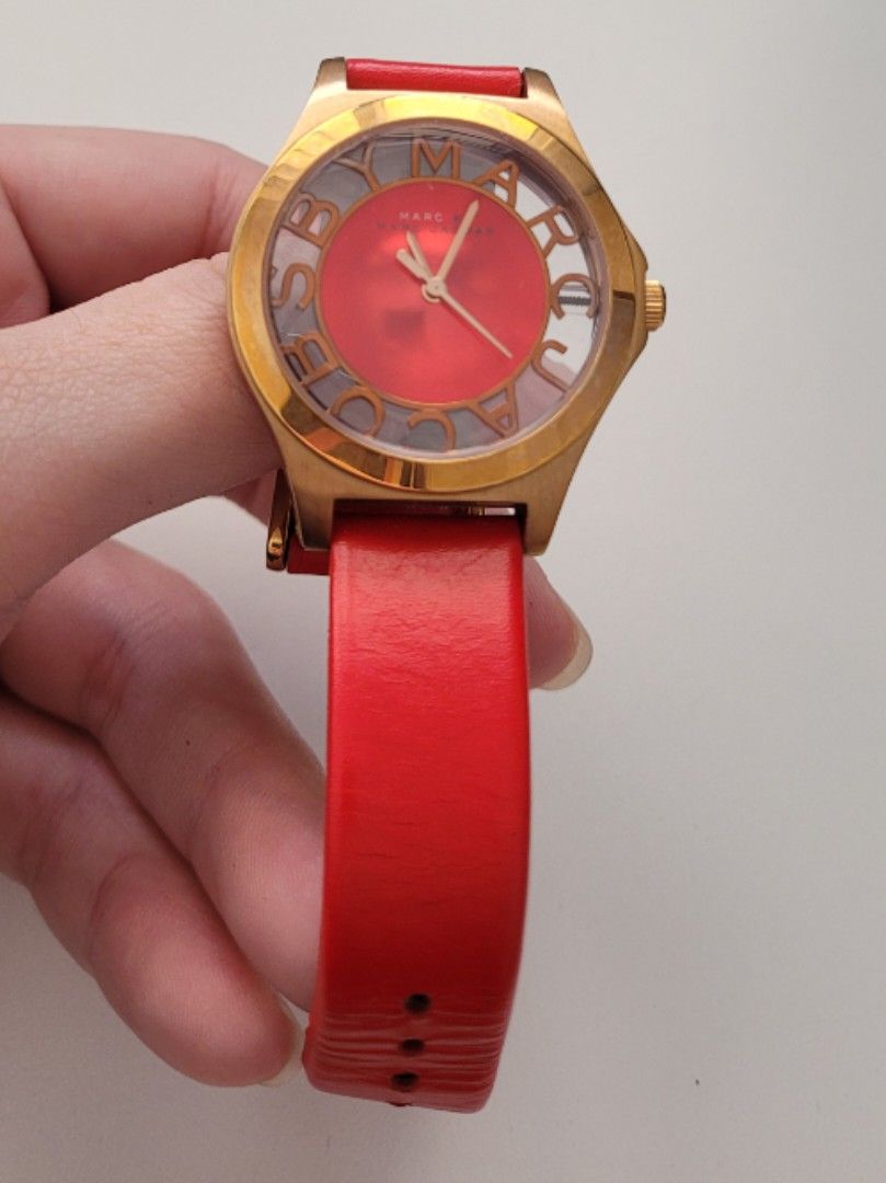 Marc by marc jacobs Henry skeleton watch Red Women s Fashion