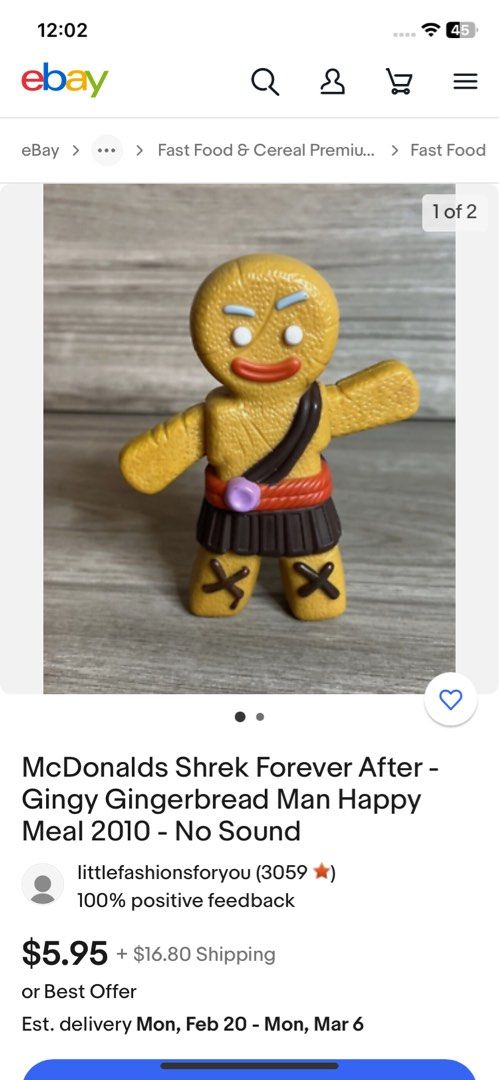 McDonalds Shrek Forever After - Gingy Gingerbread Man Happy Meal 2010 ...