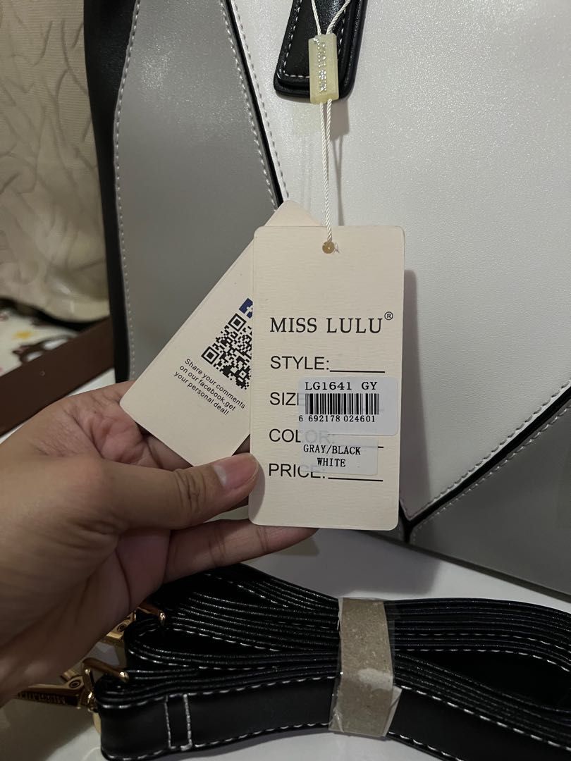 Buy Miss Lulu Leather Look V-Shape Shoulder Handbag (Gray) at