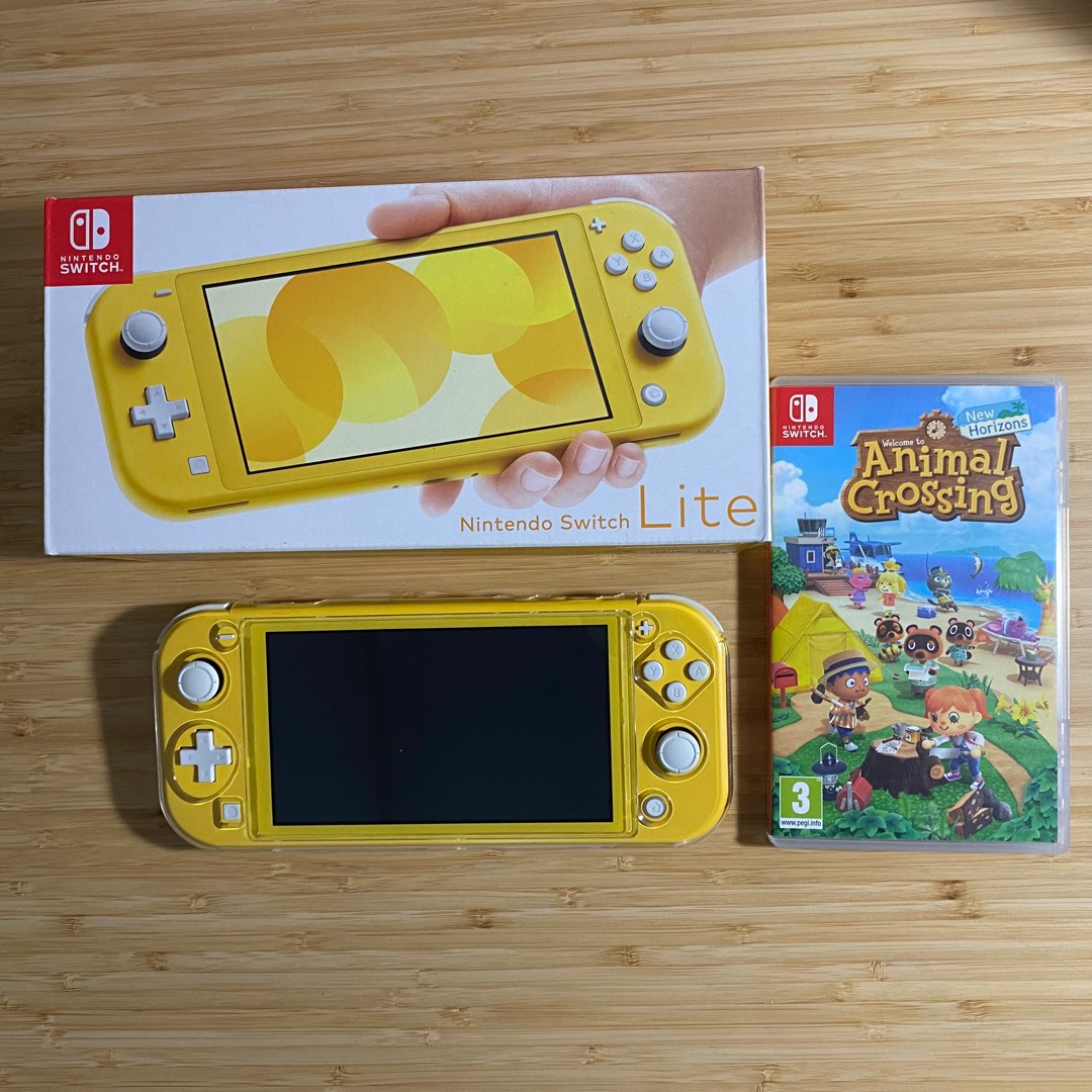 Nintendo switch lite yellow bundle animal crossing hotsell