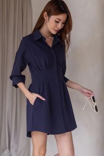 Ohvola Essential Waisted Shirt Dress (Navy)