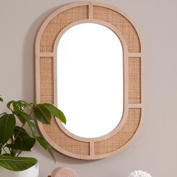 Oval Rattan Mirror, Furniture & Home Living, Home Decor, Mirrors on
