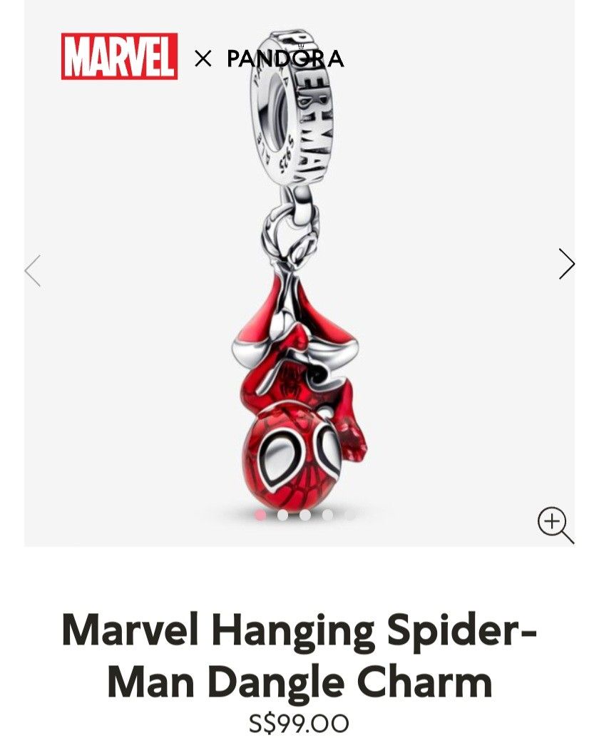 Marvel Hanging Spider-Man Dangle Charm, Sterling silver