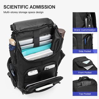 P&D Men Backpack 24L Multi-function Waterproof Backpacks 15.6" Laptop Travel Business
