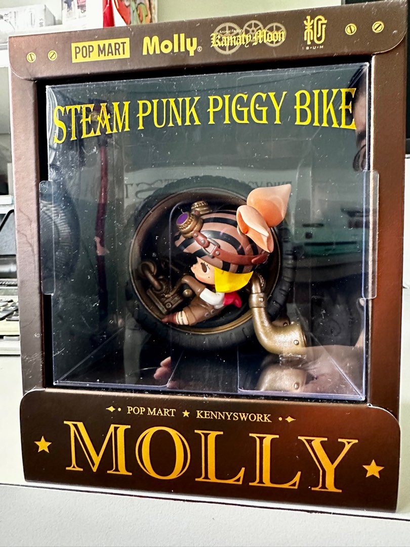 Pop Mart Molly Steam Punk Piggy Bike Limited Edition, Hobbies