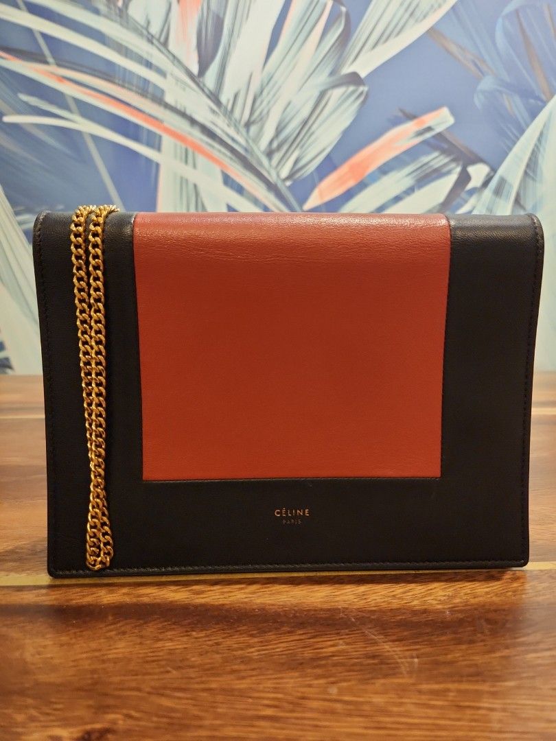 Pre loved Celine Frame Crossbody Clutch in Blue Red