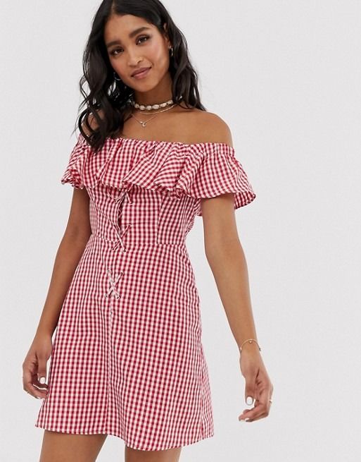 Asos red gingham sales dress