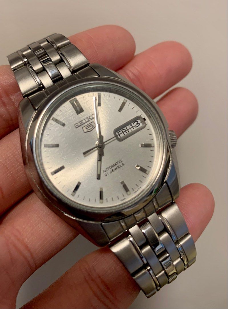 精工SEIKO 5 SNK355 SNK355K1 Automatic 21 Jewels Silver Dial