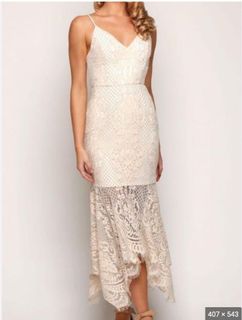chinese dress ladies La Lune Cumulus Silk Lace Maxi Dress | Ivory | Dresses