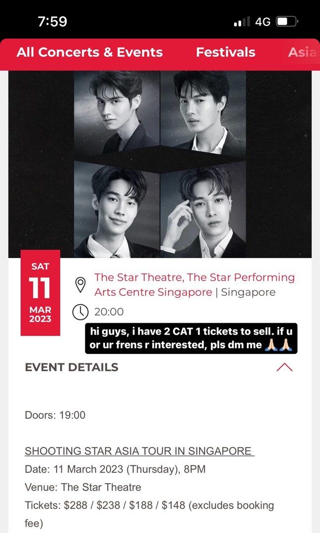 shooting star asia tour in singapore, Tickets & Vouchers, Event Tickets