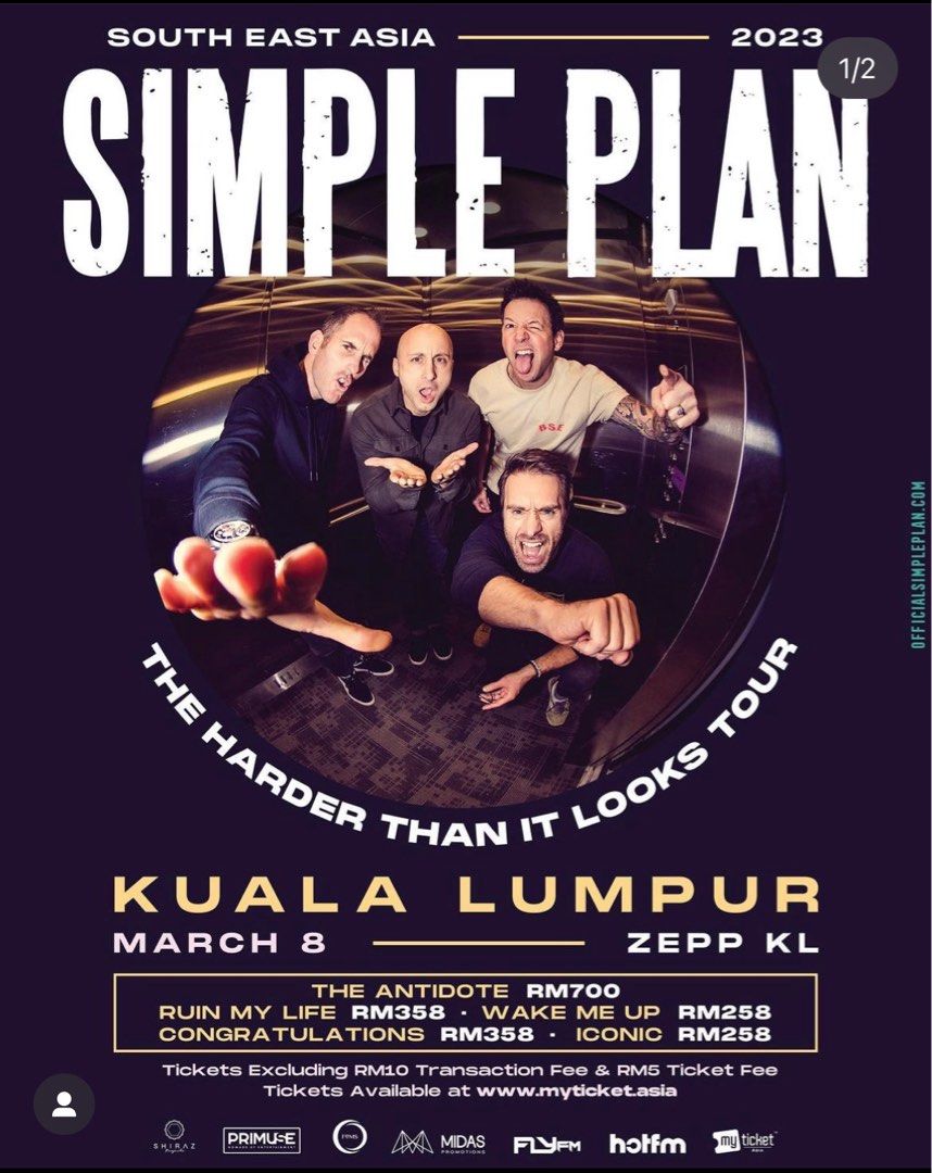 SIMPLE PLAN CONCERT KL 2023, Tickets & Vouchers, Event Tickets on Carousell