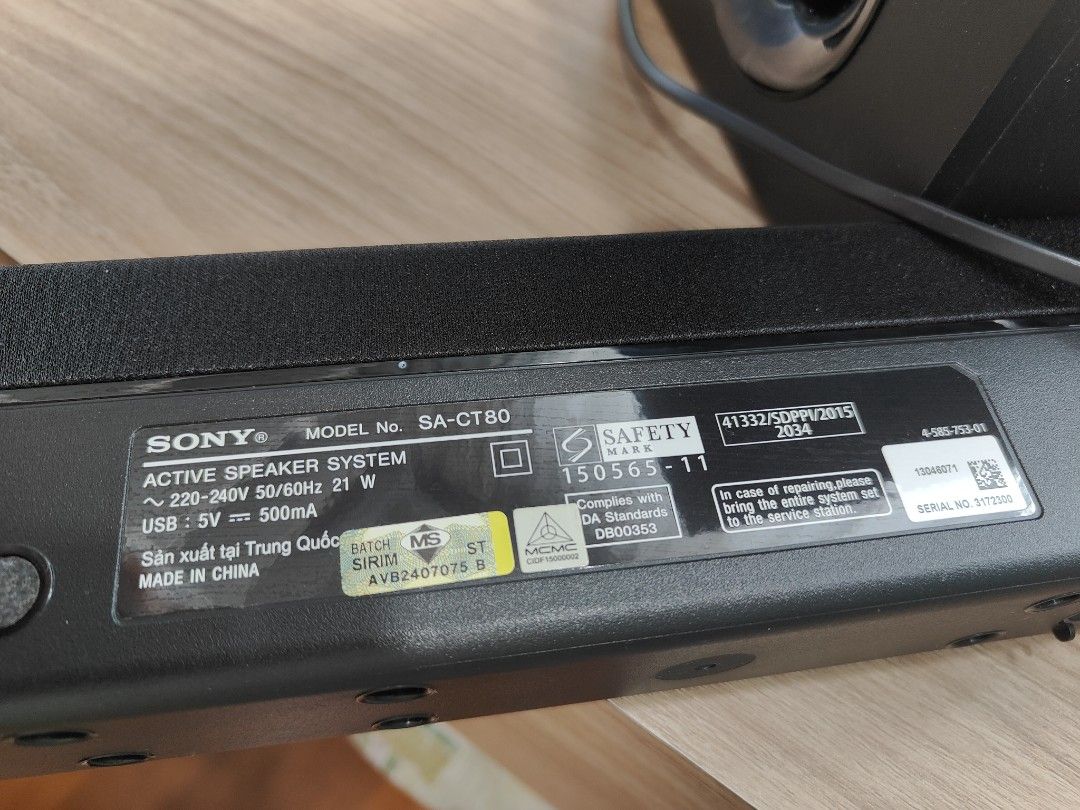 SONY HTCT80 Soundbar 2.1ch, Audio, Soundbars, Speakers & Amplifiers on Carousell
