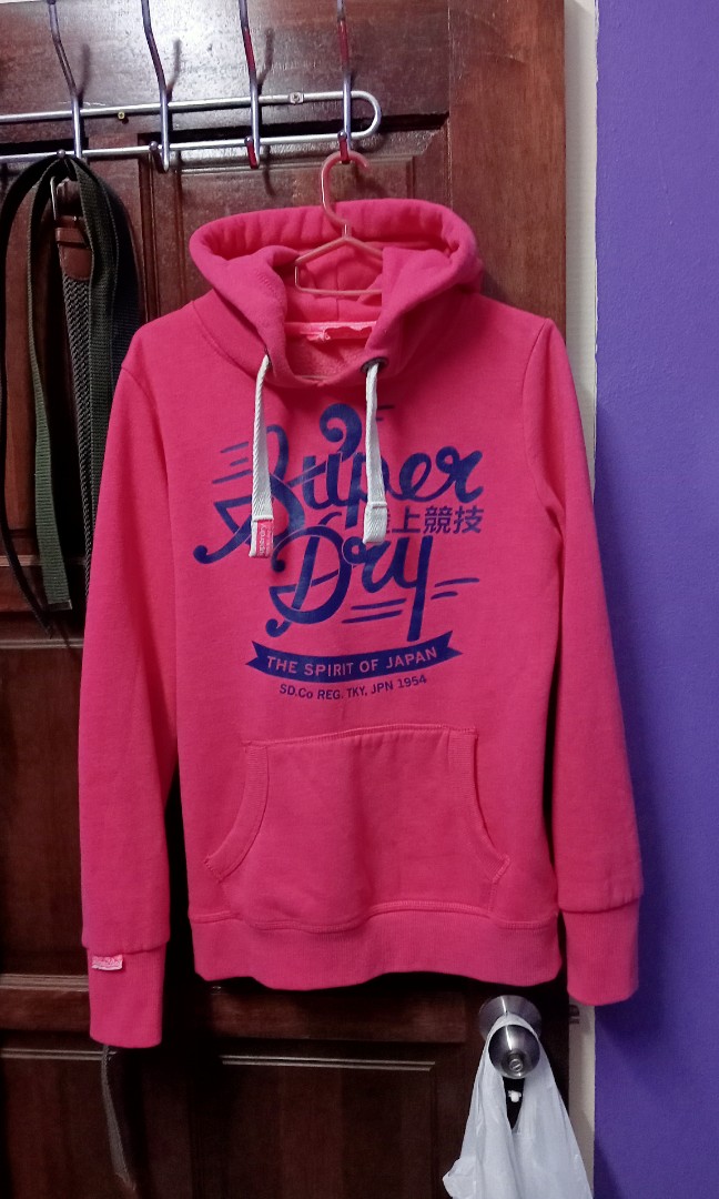 Superdry Japan spirit vintage hoodie sweatshirt pink blue pullover