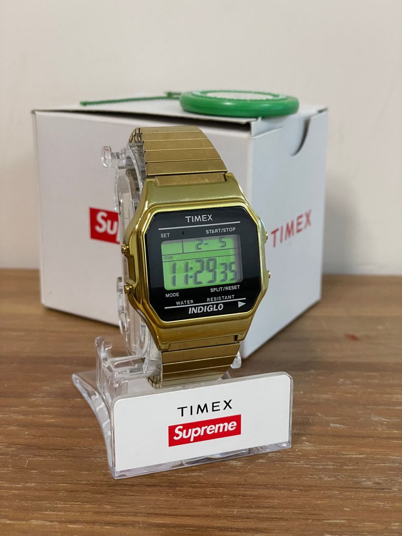 Supreme x Timex Gold watch, 名牌, 手錶- Carousell