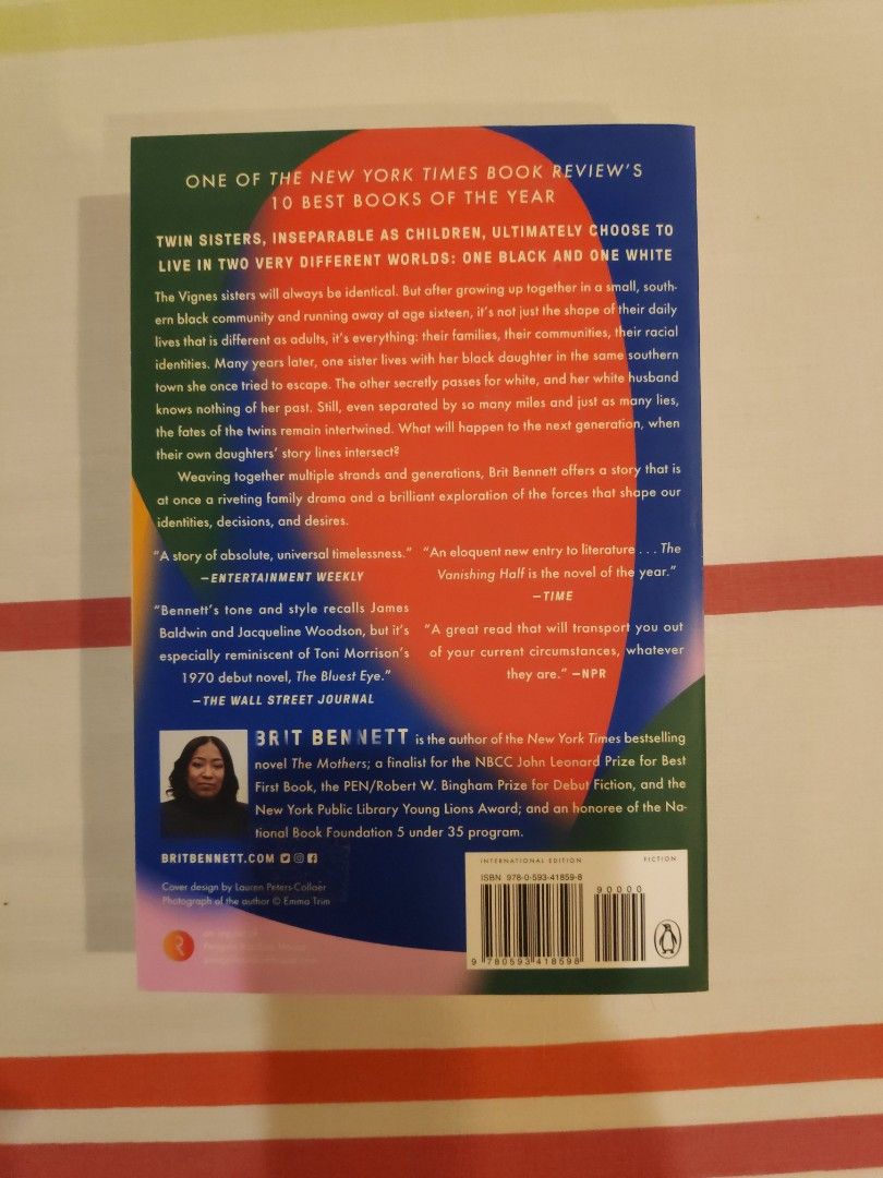 The Vanishing Half (Brit Bennett) (Category: Storybooks) located in Muntinlupa City. Submitted by rnprz (Listing ID 1213512091, Image 2). Description: - reason for selling: never read, just kept in personal library - one defect: sticker mark - no foxing and creases on pages (bought this on a whim, so I never really wanted to read it).