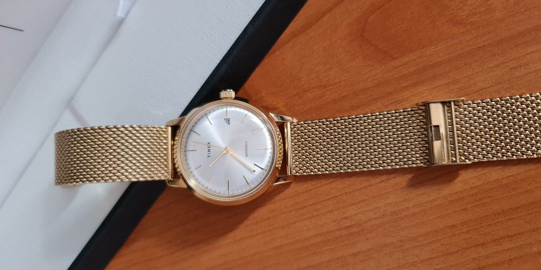 Timex Marlin Automatic 40mm Steel Mesh Band Gold white Watch