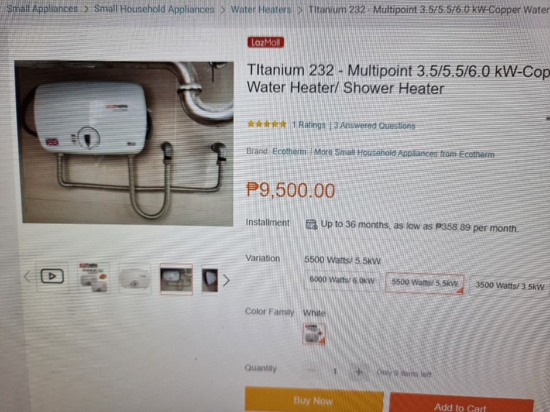 Titanium 232 Multipoint water heater/shower Heater, Furniture & Home