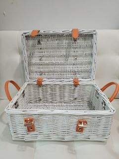 White Rattan Picnic Basket
