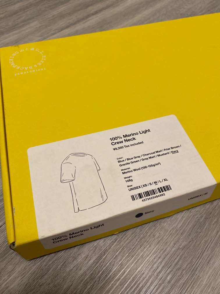 Yamatomichi 山與道merino light crew neck navy (M), 運動產品, 行山