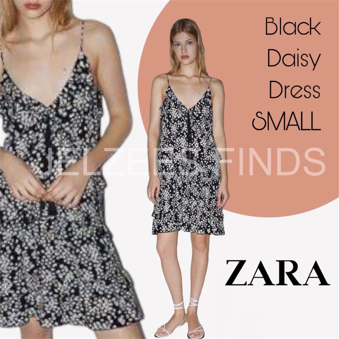 Zara black cheap daisy dress