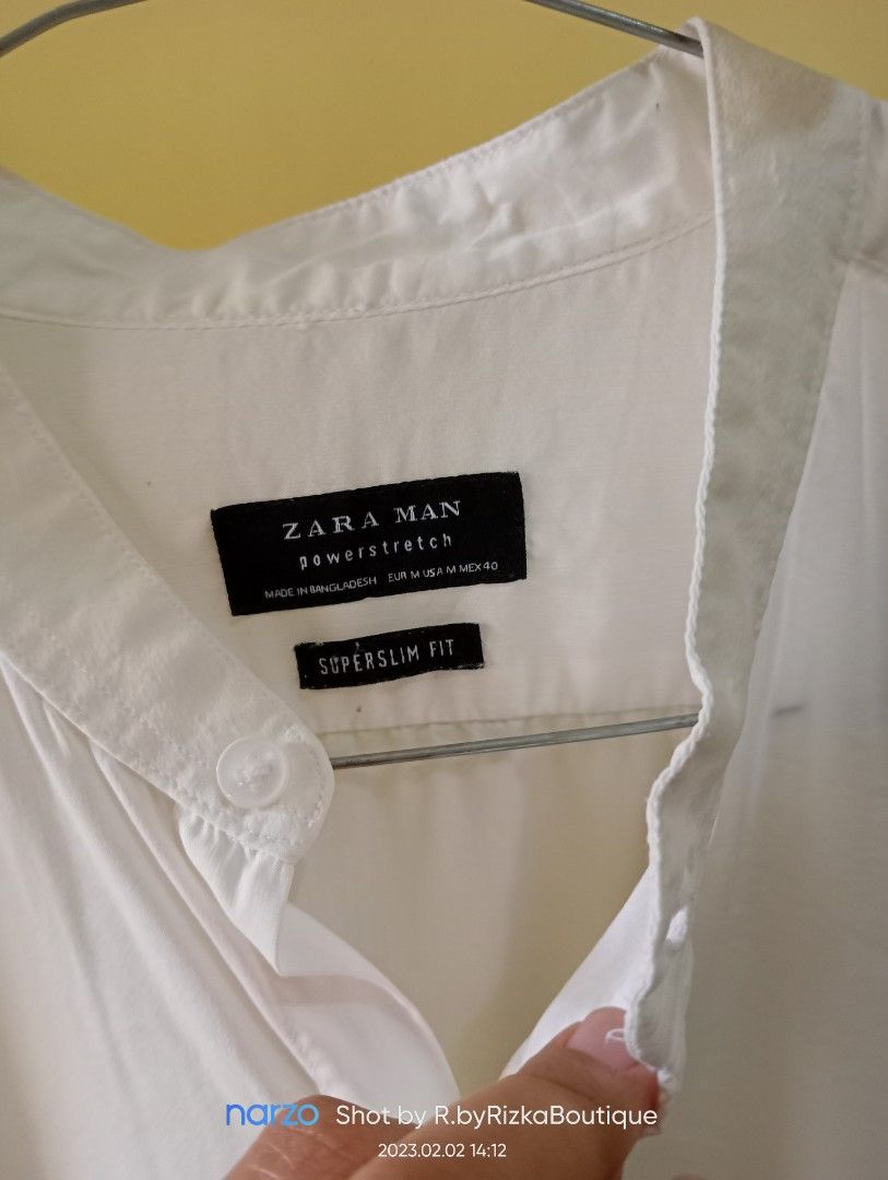 Zara Man white shirt slim fit minus pic 4, Fesyen Pria, Pakaian