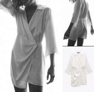 Zara satin french satin overlap dress