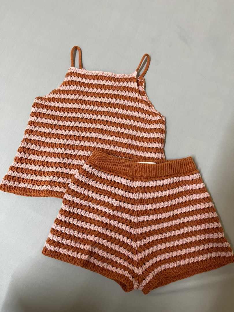 ZARA Striped Crochet Top u0026 Shorts (Set), Babies u0026 Kids, Babies u0026 Kids  Fashion on Carousell