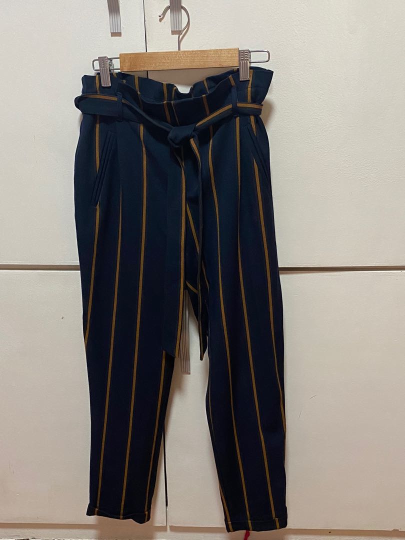 Zara striped pants, Women's Fashion, Bottoms, Other Bottoms on Carousell