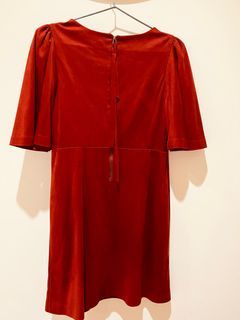 Zara 紅色毛呢洋裝XS