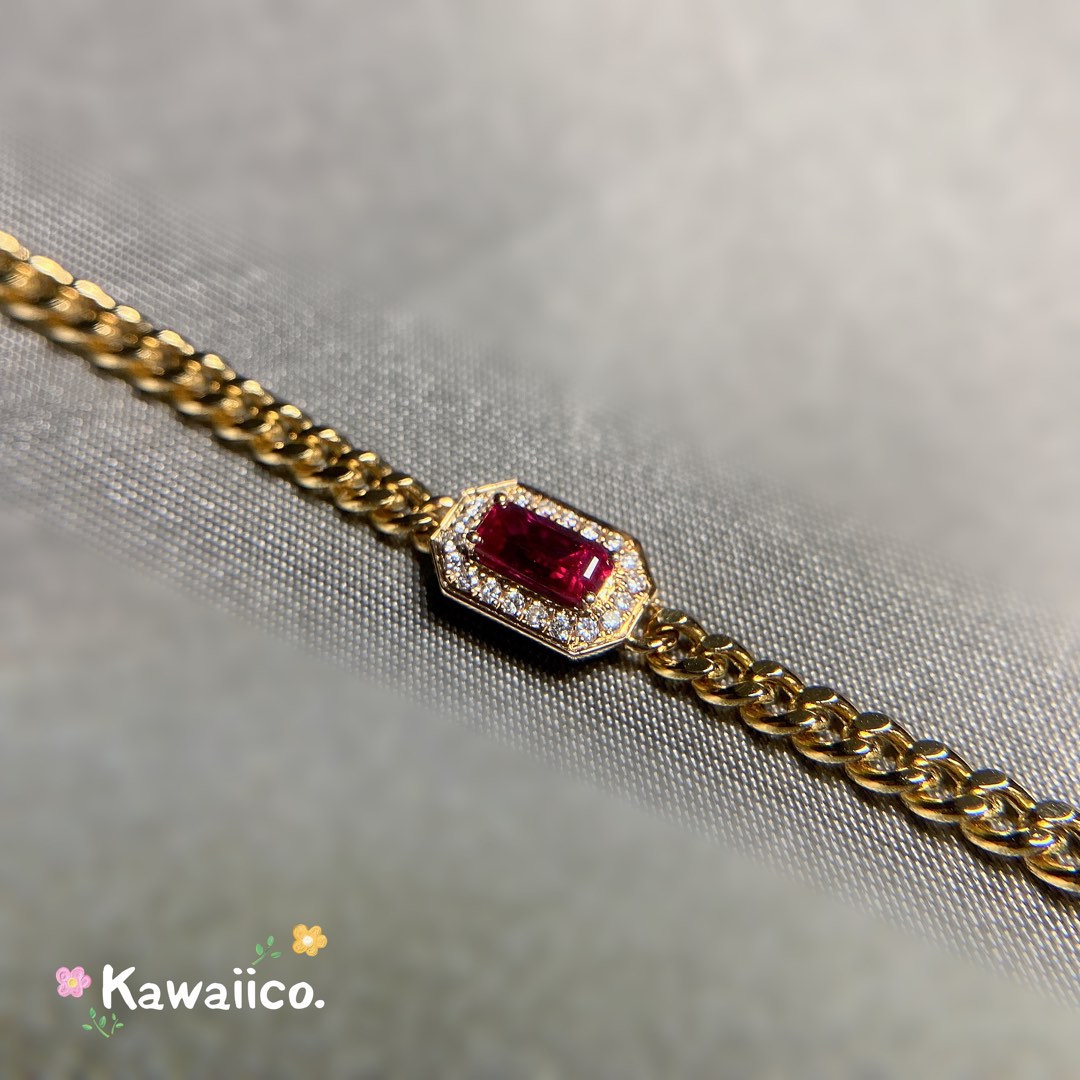 Certified 18K Gold Ruby Bracelet w Diamonds Men s Fashion
