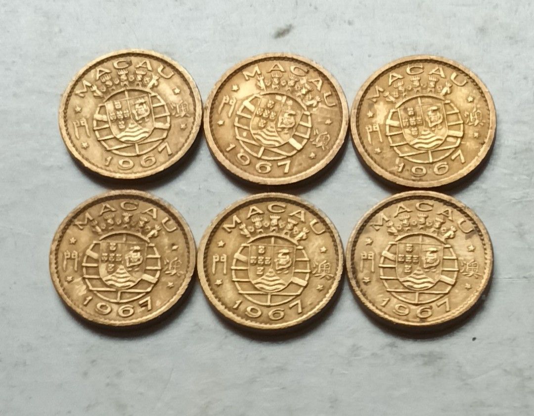 澳門1967年5仙硬幣6枚（品相實物如圖）, 興趣及遊戲, 收藏品及紀念品, 錢幣- Carousell